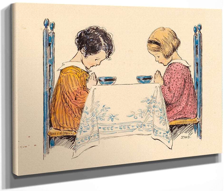 Two Children Praying A Childs Prayer Interior Book Illustration 1929 By Jessie Willcox Smith Fine Art Print