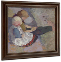 Two Children Sitting On A Meadow By Paula Modersohn Becker Fine Art Print