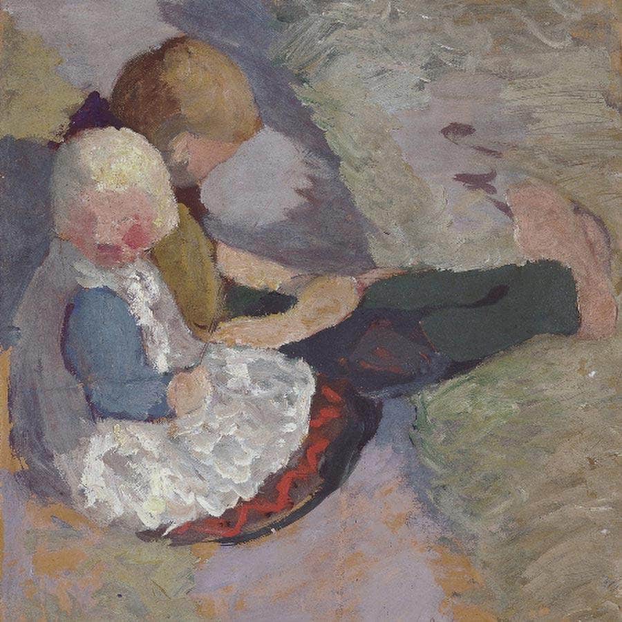 Two Children Sitting On A Meadow By Paula Modersohn Becker Fine Art Print