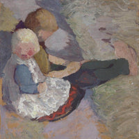 Two Children Sitting On A Meadow By Paula Modersohn Becker Fine Art Print