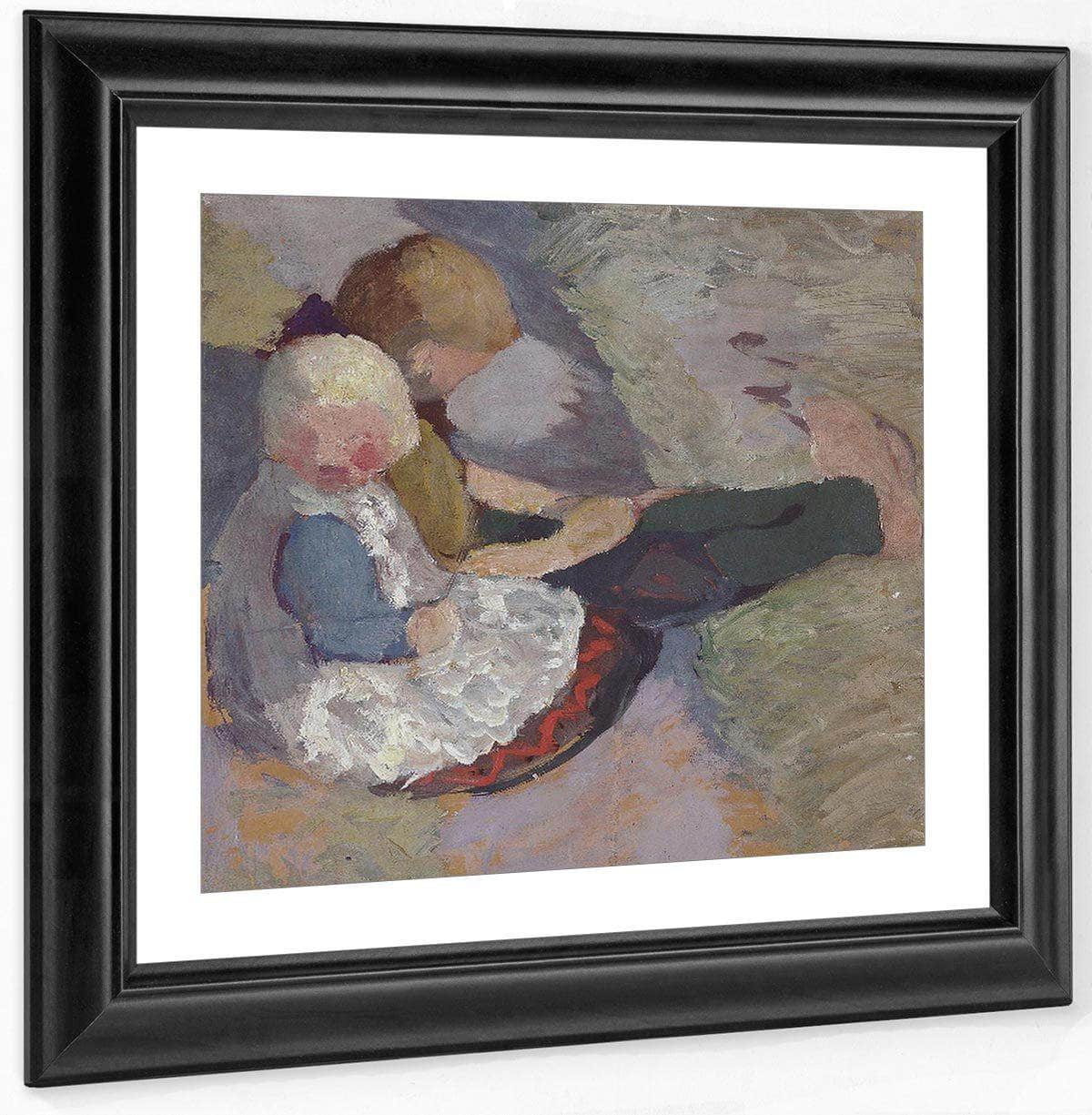 Two Children Sitting On A Meadow By Paula Modersohn Becker Fine Art Print