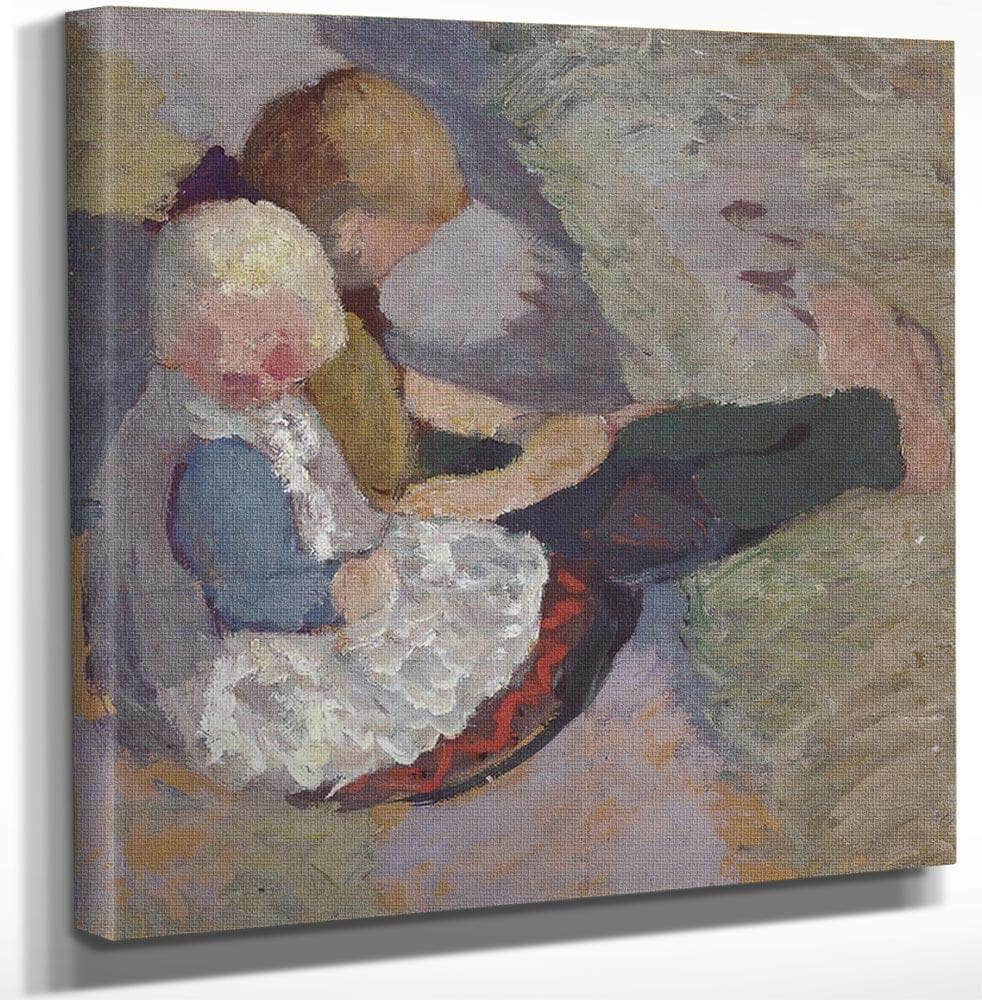 Two Children Sitting On A Meadow By Paula Modersohn Becker Fine Art Print
