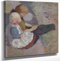 Two Children Sitting On A Meadow By Paula Modersohn Becker Fine Art Print