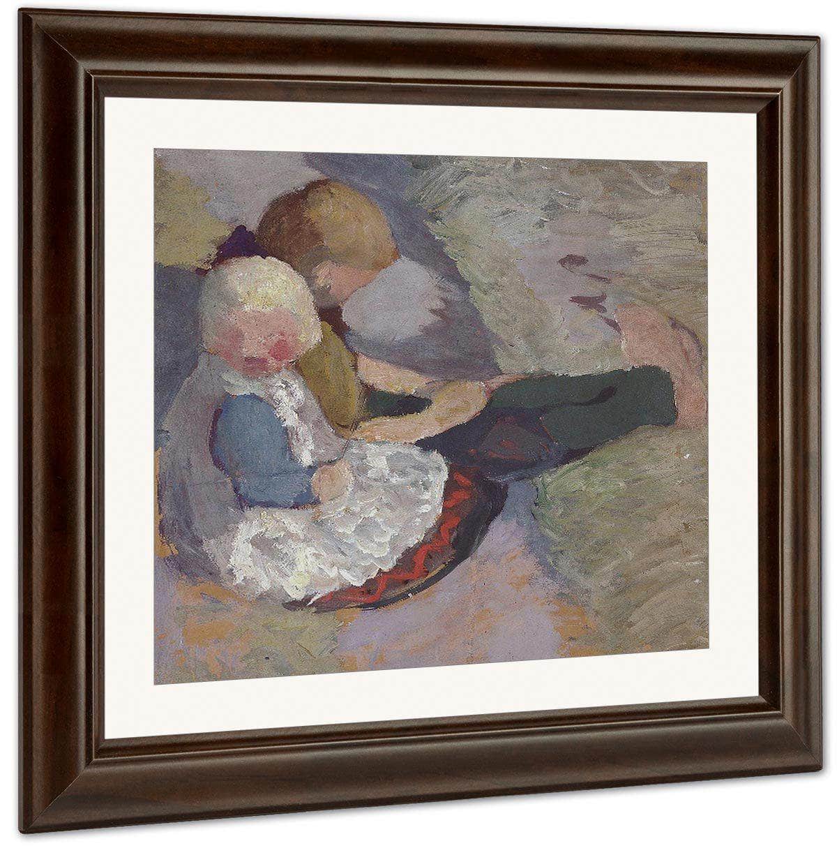 Two Children Sitting On A Meadow By Paula Modersohn Becker Fine Art Print