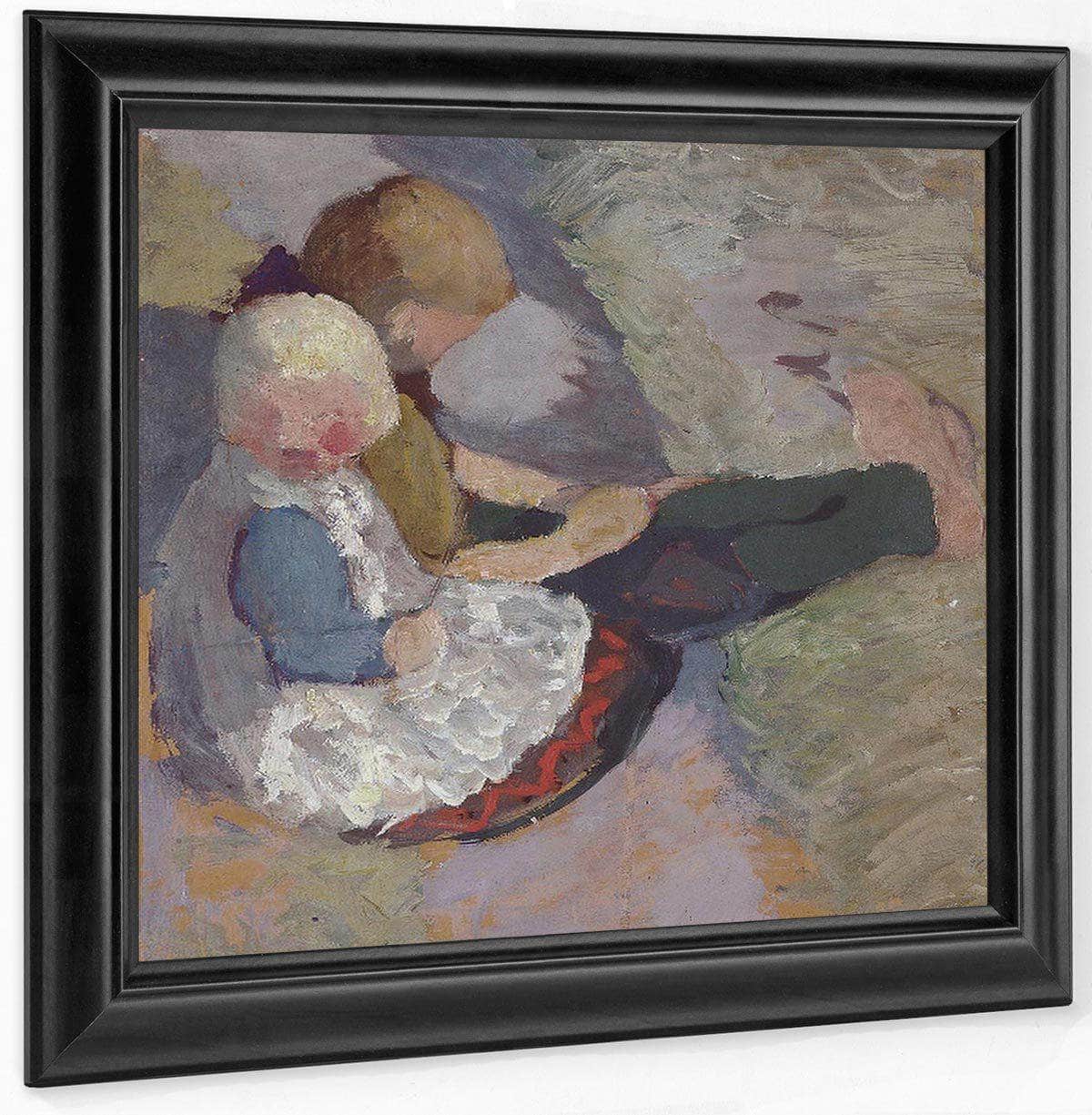 Two Children Sitting On A Meadow By Paula Modersohn Becker Fine Art Print