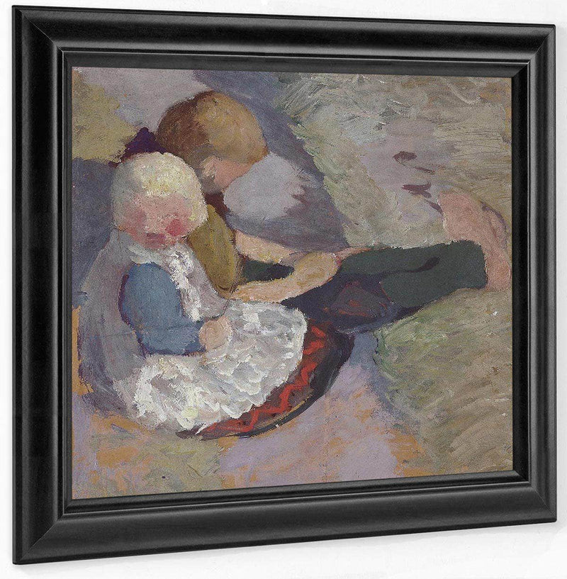 Two Children Sitting On A Meadow By Paula Modersohn Becker Fine Art Print