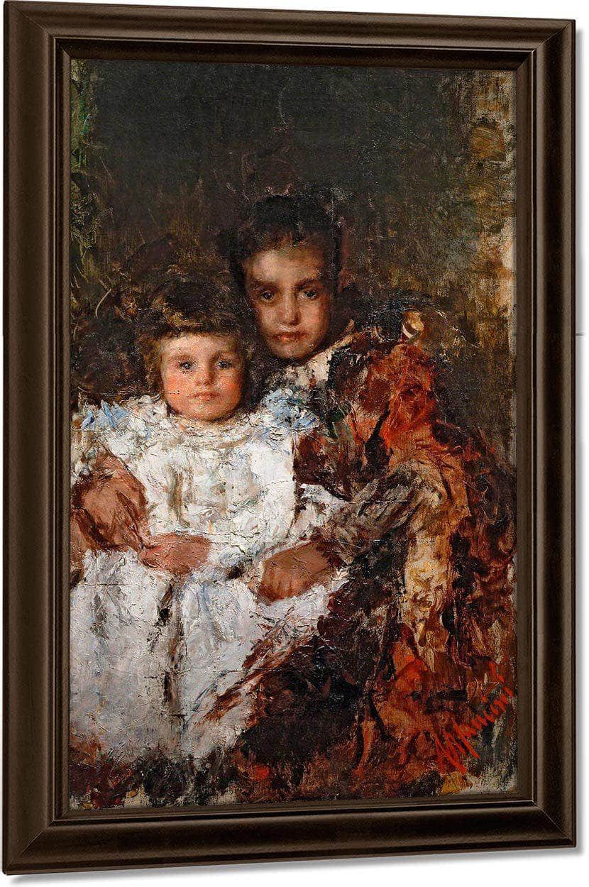 Two Cousins By Antonio Mancini Fine Art Print
