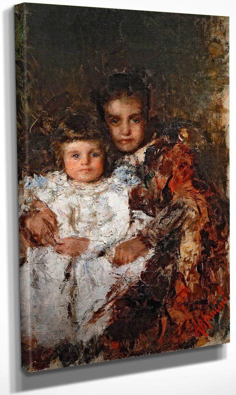 Two Cousins By Antonio Mancini Fine Art Print