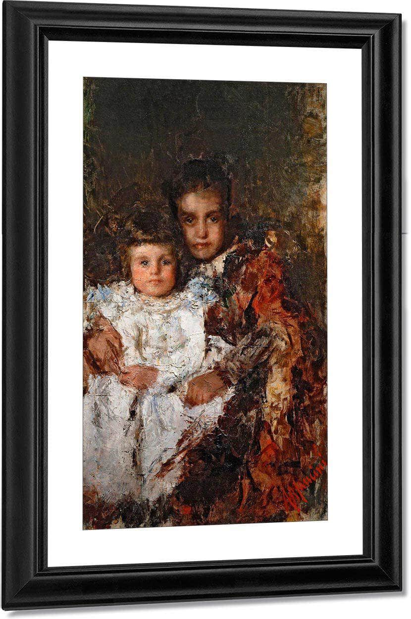 Two Cousins By Antonio Mancini Fine Art Print