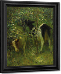 Two Cows In Flowering Bushes 1913 By Francis Luis Mora Fine Art Print