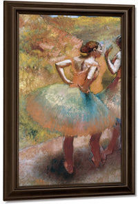 Two Dancers In Green Skirts By Edgar Degas Fine Art Print
