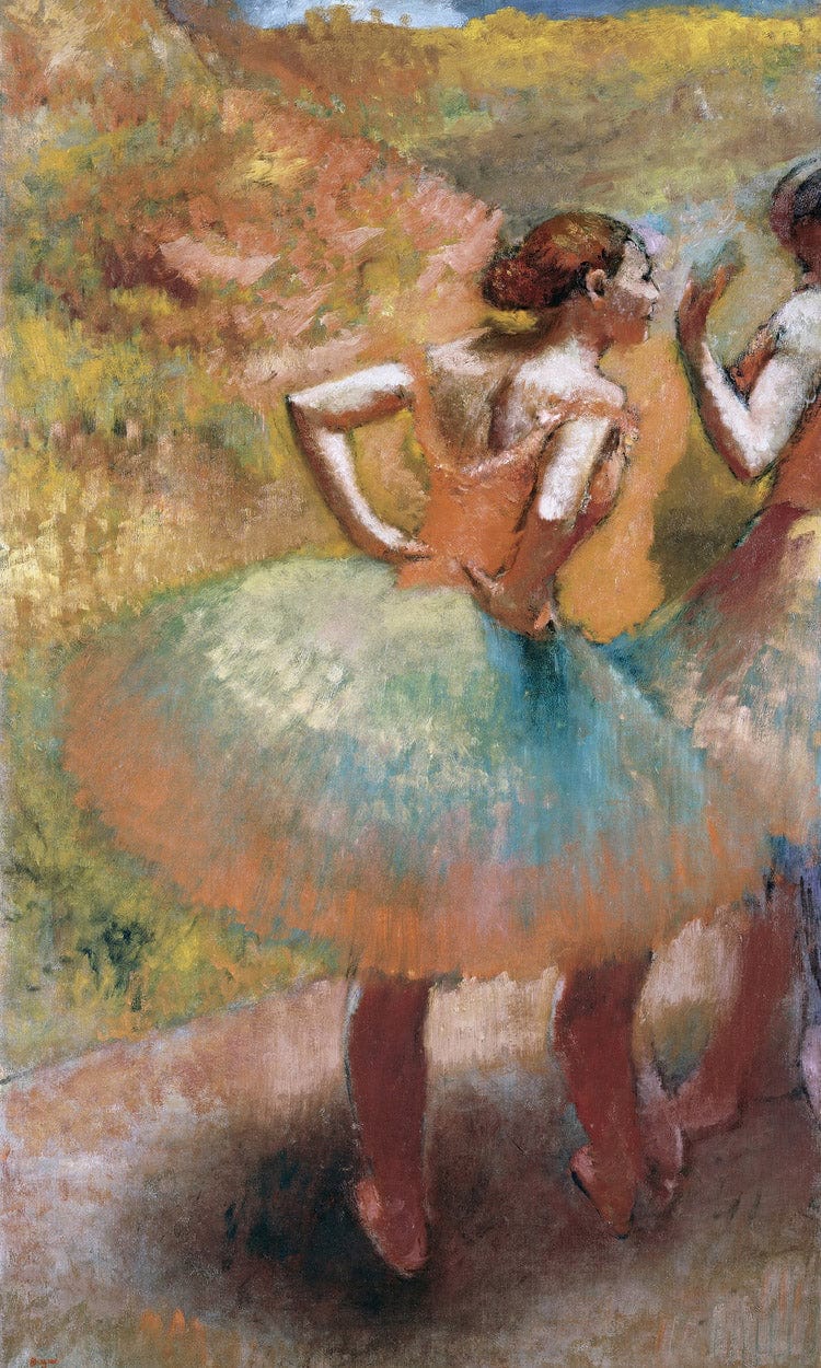 Two Dancers In Green Skirts By Edgar Degas Fine Art Print