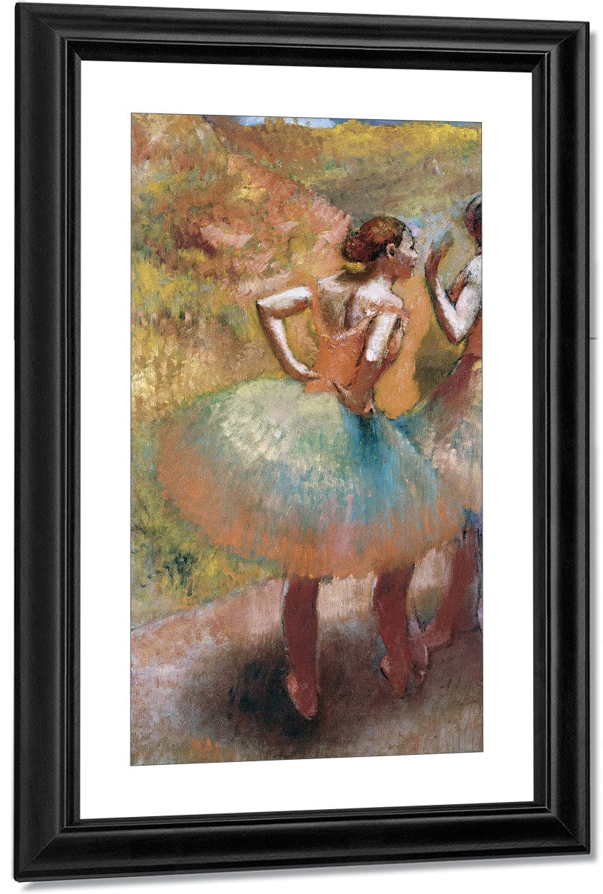 Two Dancers In Green Skirts By Edgar Degas Fine Art Print