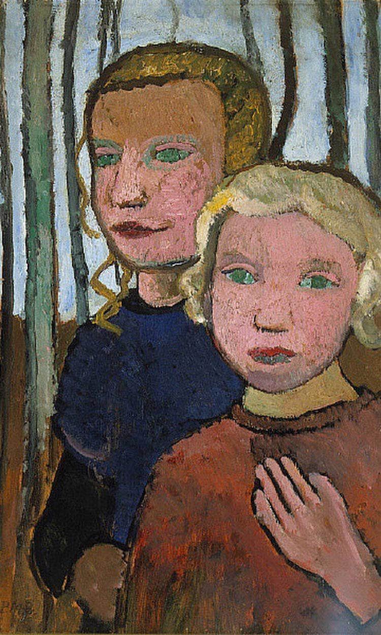 Two Girls In Front Of Birch Trees By Paula Modersohn Becker Fine Art Print