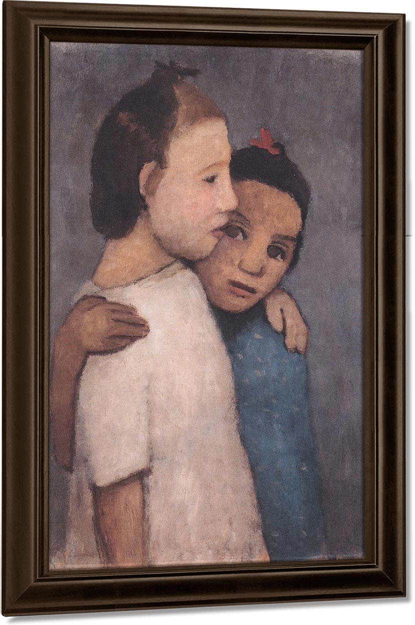 Two Girls In White And Blue Dresses By Paula Modersohn Becker Fine Art Print