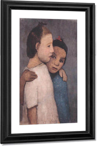 Two Girls In White And Blue Dresses By Paula Modersohn Becker Fine Art Print