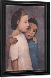 Two Girls In White And Blue Dresses By Paula Modersohn Becker Fine Art Print