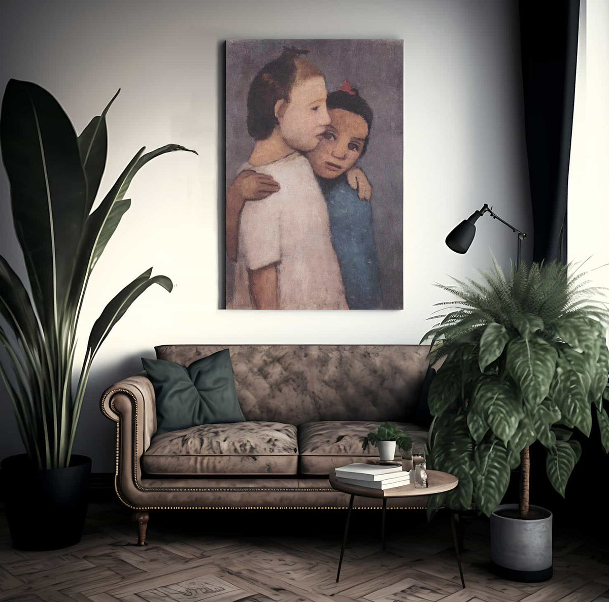 Two Girls In White And Blue Dresses By Paula Modersohn Becker Fine Art Print