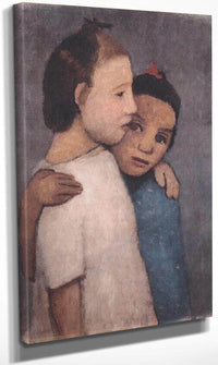 Two Girls In White And Blue Dresses By Paula Modersohn Becker Fine Art Print