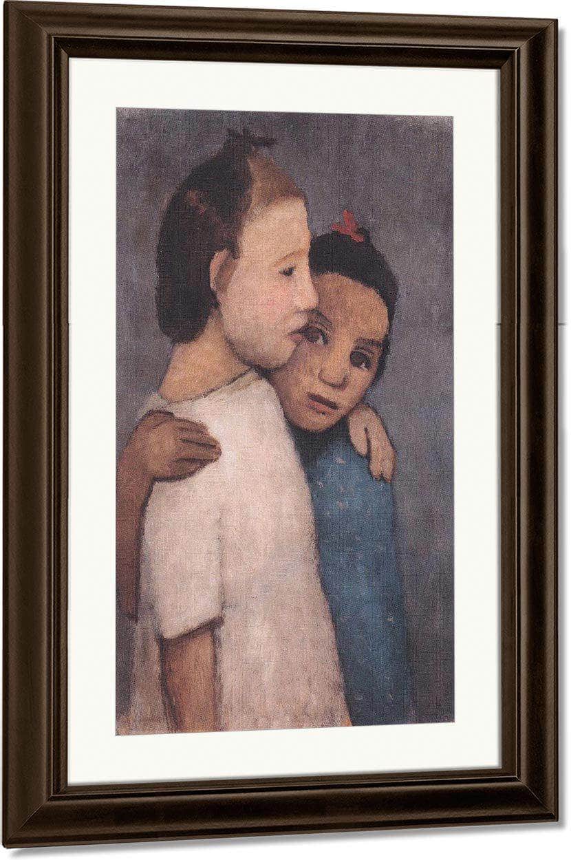 Two Girls In White And Blue Dresses By Paula Modersohn Becker Fine Art Print