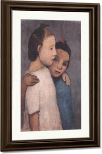 Two Girls In White And Blue Dresses By Paula Modersohn Becker Fine Art Print