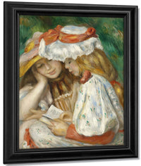 Two Girls Reading By Pierre Auguste Renoir Fine Art Print