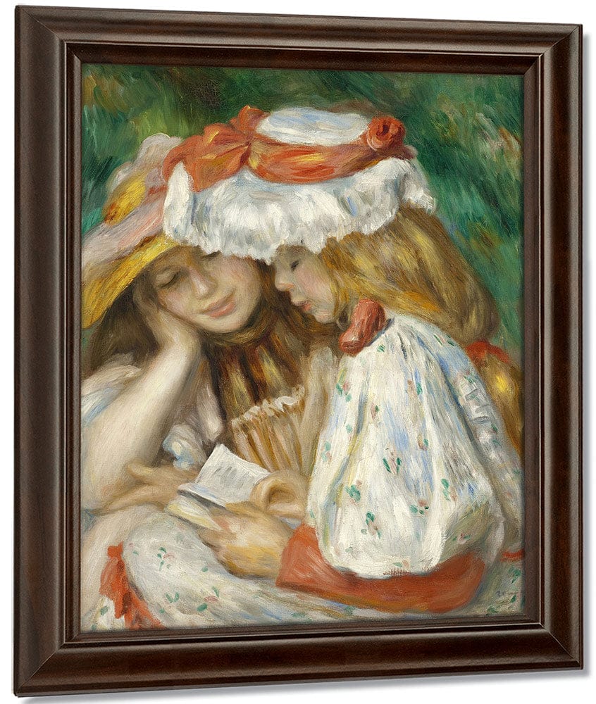 Two Girls Reading By Pierre Auguste Renoir Fine Art Print