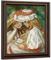 Two Girls Reading By Pierre Auguste Renoir Fine Art Print