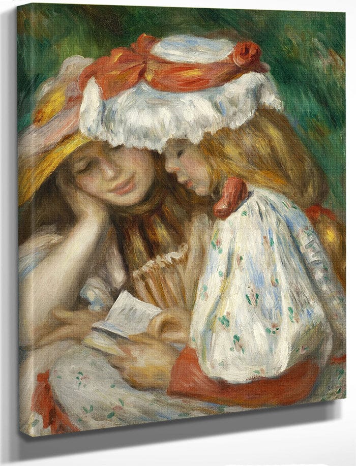 Two Girls Reading By Pierre Auguste Renoir Fine Art Print