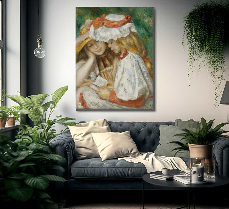 Two Girls Reading By Pierre Auguste Renoir Fine Art Print
