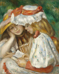 Two Girls Reading By Pierre Auguste Renoir Fine Art Print