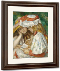 Two Girls Reading By Pierre Auguste Renoir Fine Art Print