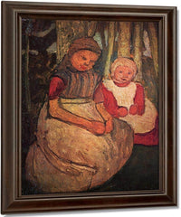 Two Girls Sitting In The Birch Forest By Paula Modersohn Becker Fine Art Print