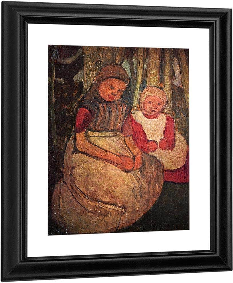 Two Girls Sitting In The Birch Forest By Paula Modersohn Becker Fine Art Print