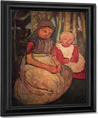Two Girls Sitting In The Birch Forest By Paula Modersohn Becker Fine Art Print