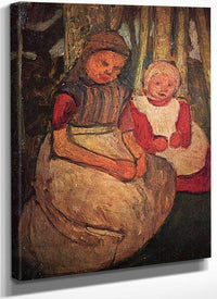 Two Girls Sitting In The Birch Forest By Paula Modersohn Becker Fine Art Print