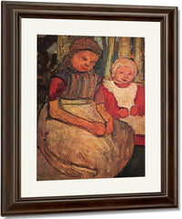 Two Girls Sitting In The Birch Forest By Paula Modersohn Becker Fine Art Print