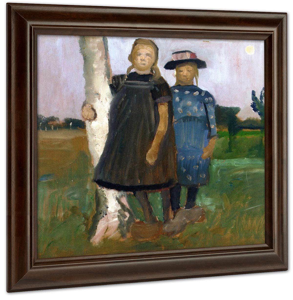 Two Girls With A Birch Tree Trunk By Paula Modersohn Becker Fine Art Print