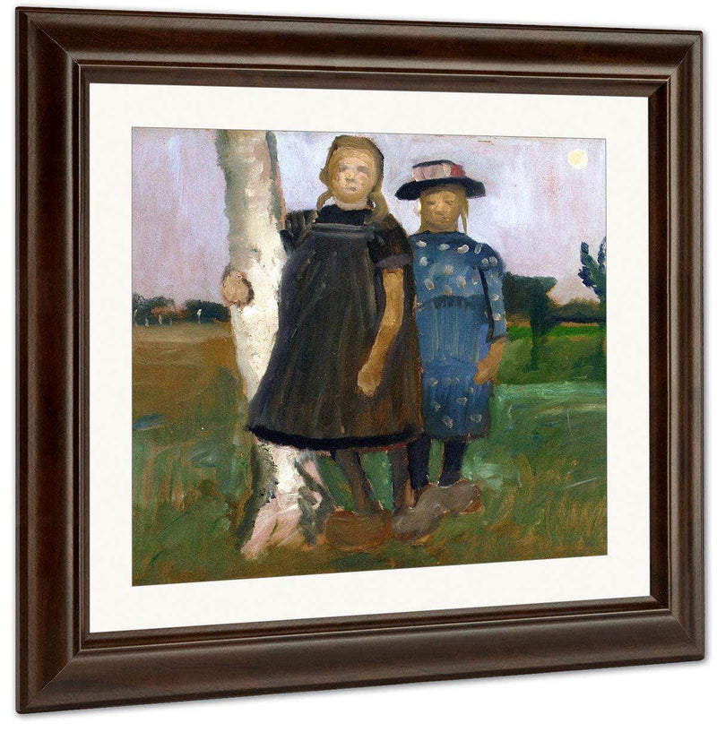 Two Girls With A Birch Tree Trunk By Paula Modersohn Becker Fine Art Print
