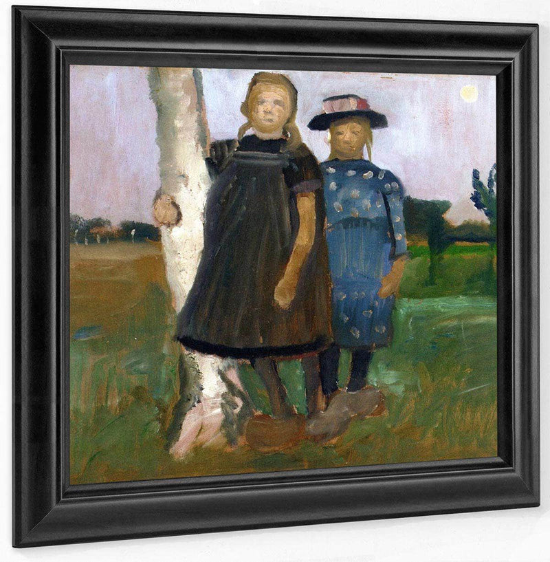 Two Girls With A Birch Tree Trunk By Paula Modersohn Becker Fine Art Print