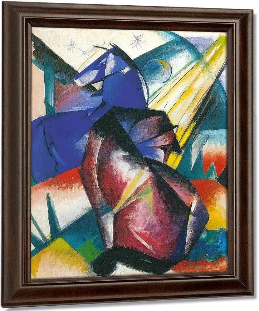 Two Horses By Franz Marc Fine Art Print