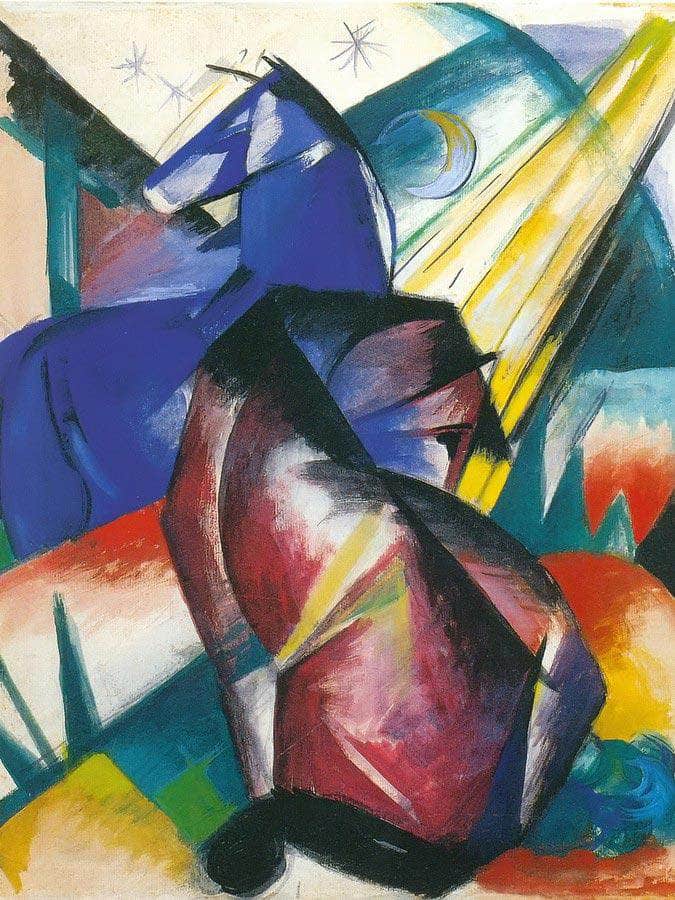 Two Horses By Franz Marc Fine Art Print