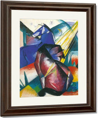 Two Horses By Franz Marc Fine Art Print