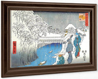 Two Ladies Conversing In The Snow By Hiroshige Fine Art Print