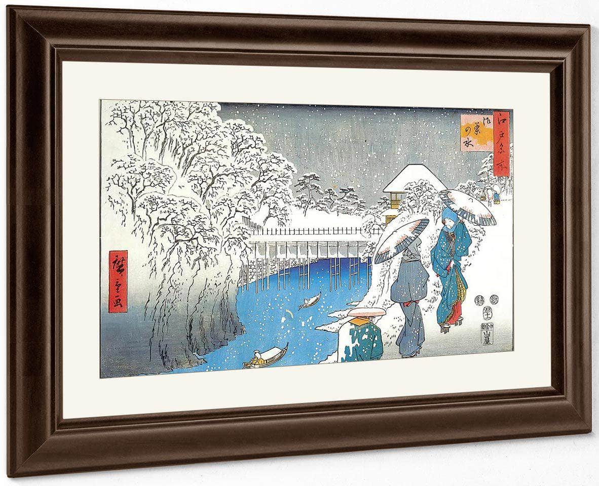 Two Ladies Conversing In The Snow By Hiroshige Fine Art Print