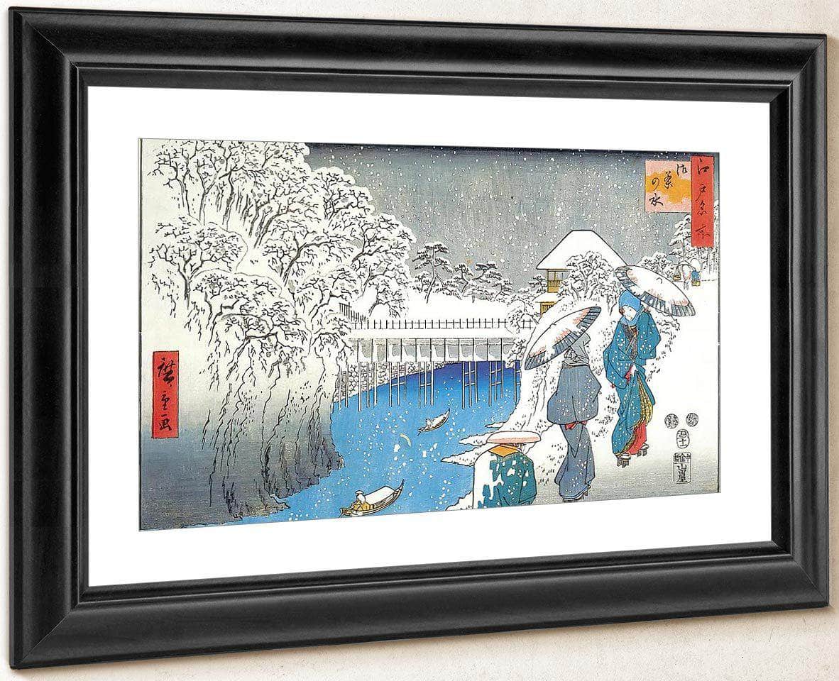 Two Ladies Conversing In The Snow By Hiroshige Fine Art Print