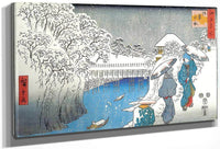 Two Ladies Conversing In The Snow By Hiroshige Fine Art Print