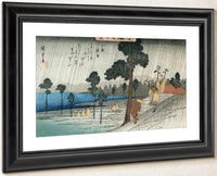 Two Man On A Sloping In The Rain By Hiroshige Fine Art Print