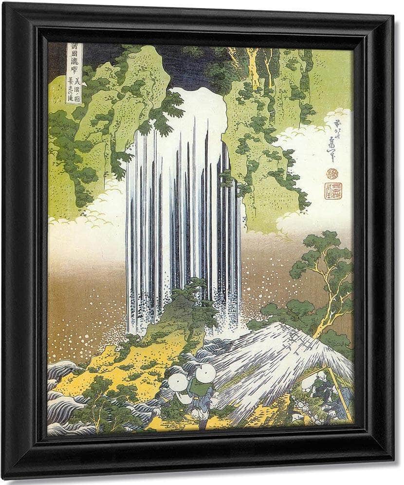 Two Men Admiring Yoro Waterfall By Hokusai Fine Art Print