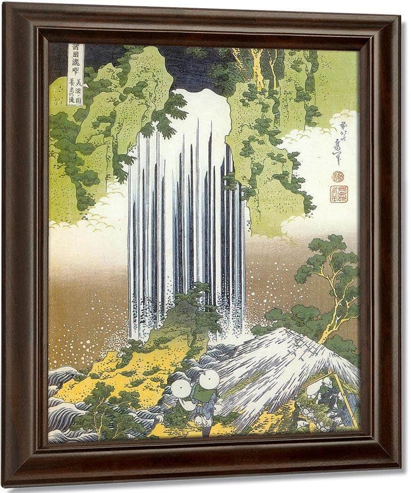 Two Men Admiring Yoro Waterfall By Hokusai Fine Art Print